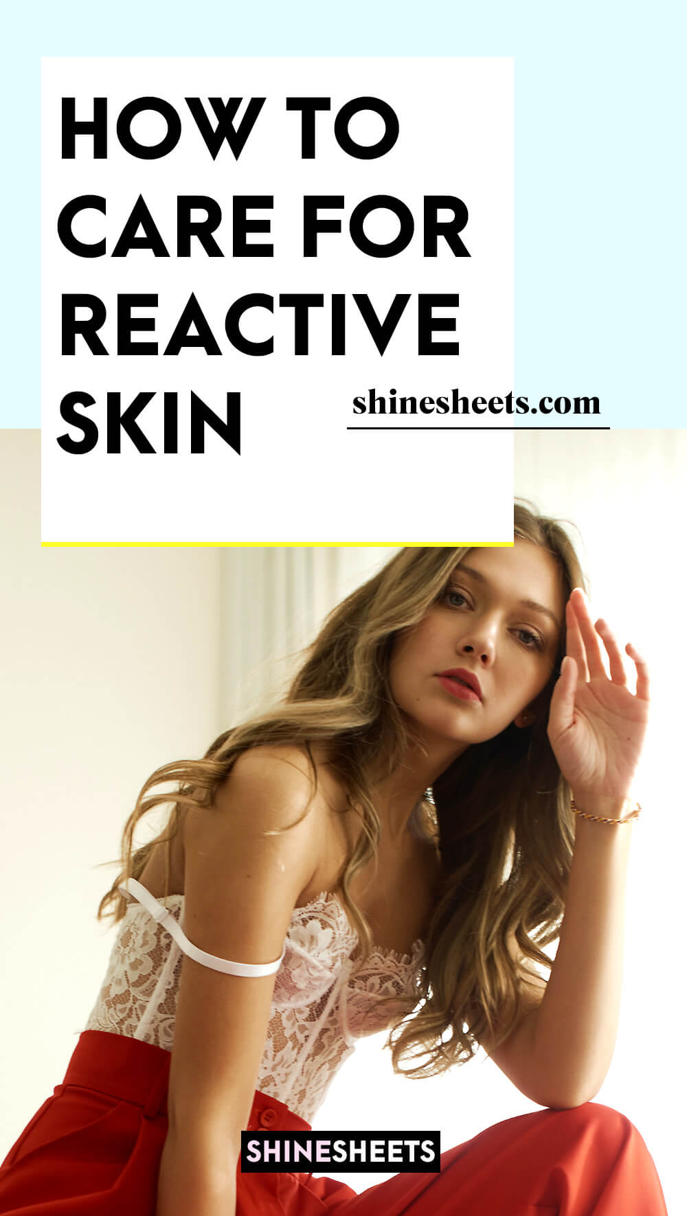 young stylish woman with reactive skin