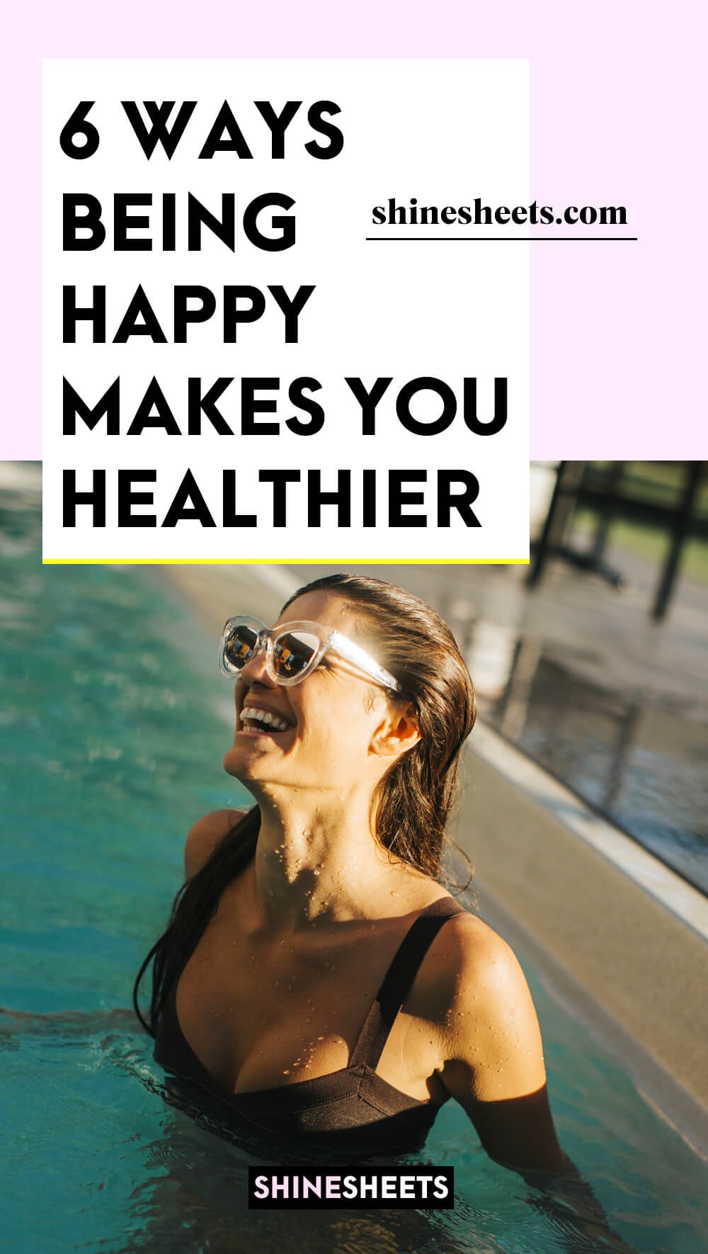 happy smiling healthy woman in a pool