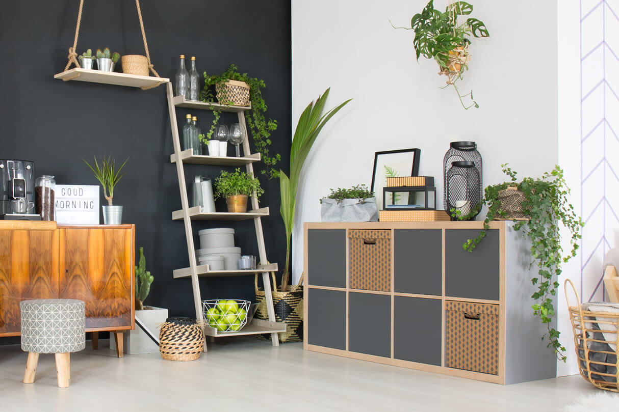 ladders used as shelf home decor