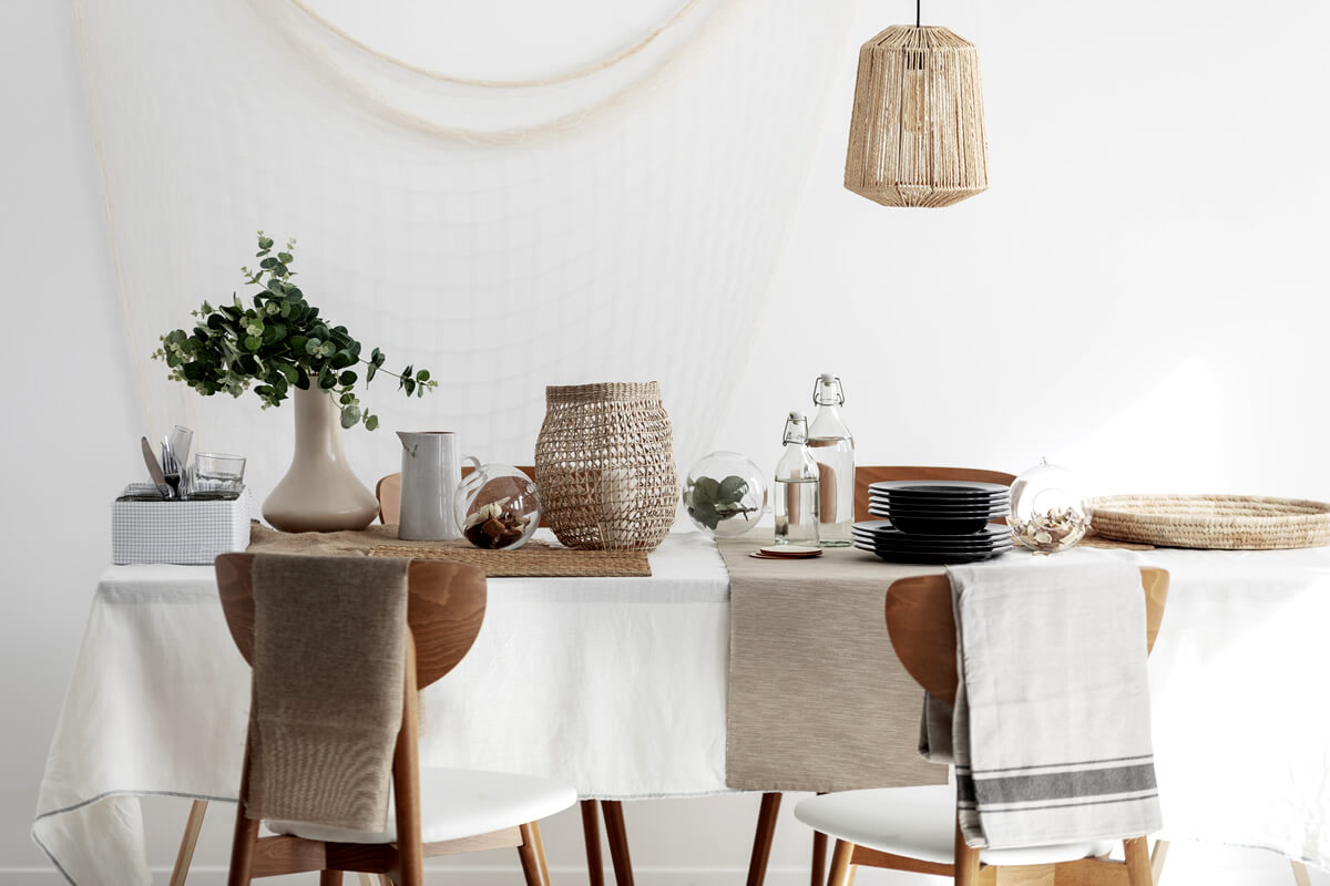 various tablecloths as home decor