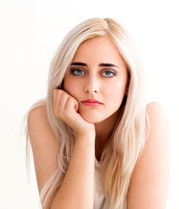 very shy, sad and sensitive woman