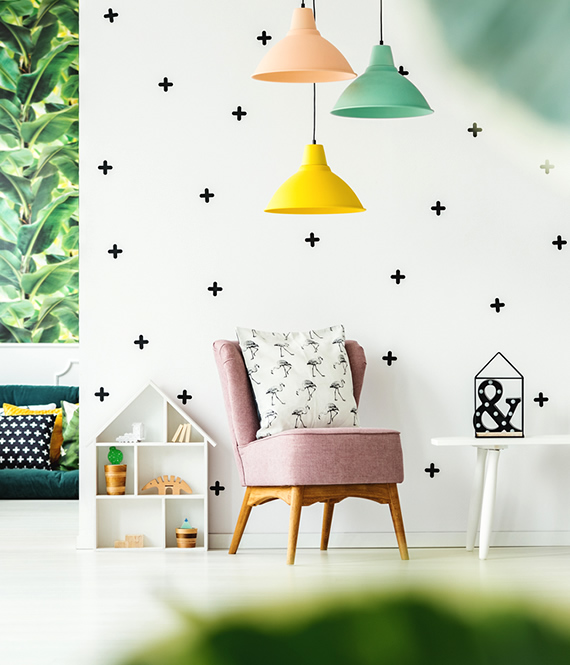 room with wall stickers home decor