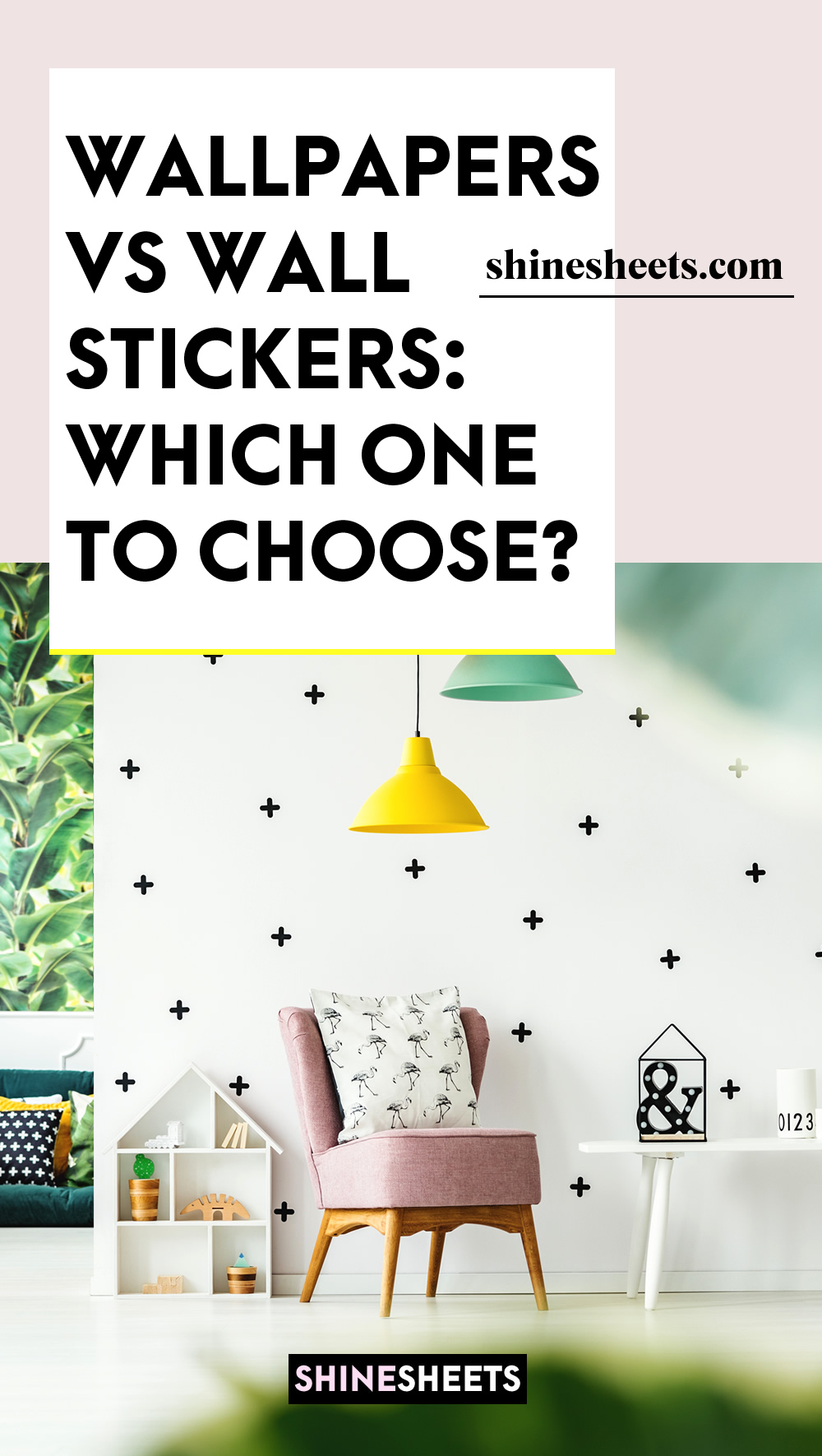 wall with stickers decor