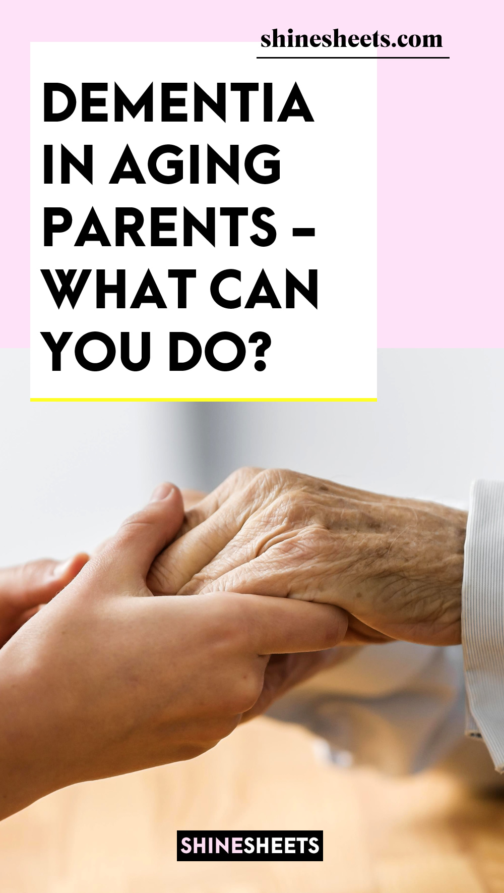 woman holding hands of mother who has dementia