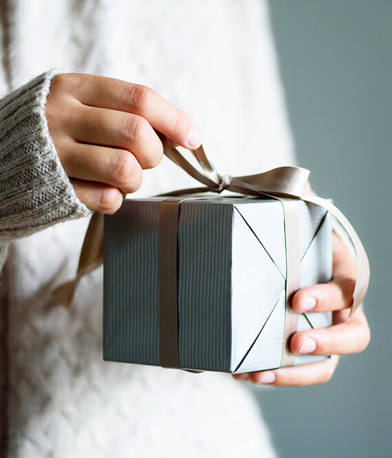 woman with anniversary gift
