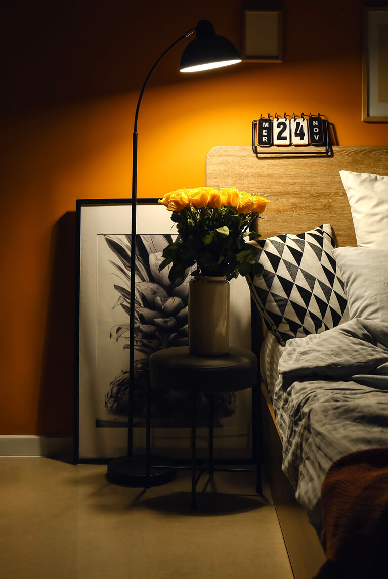 cosy bed at night