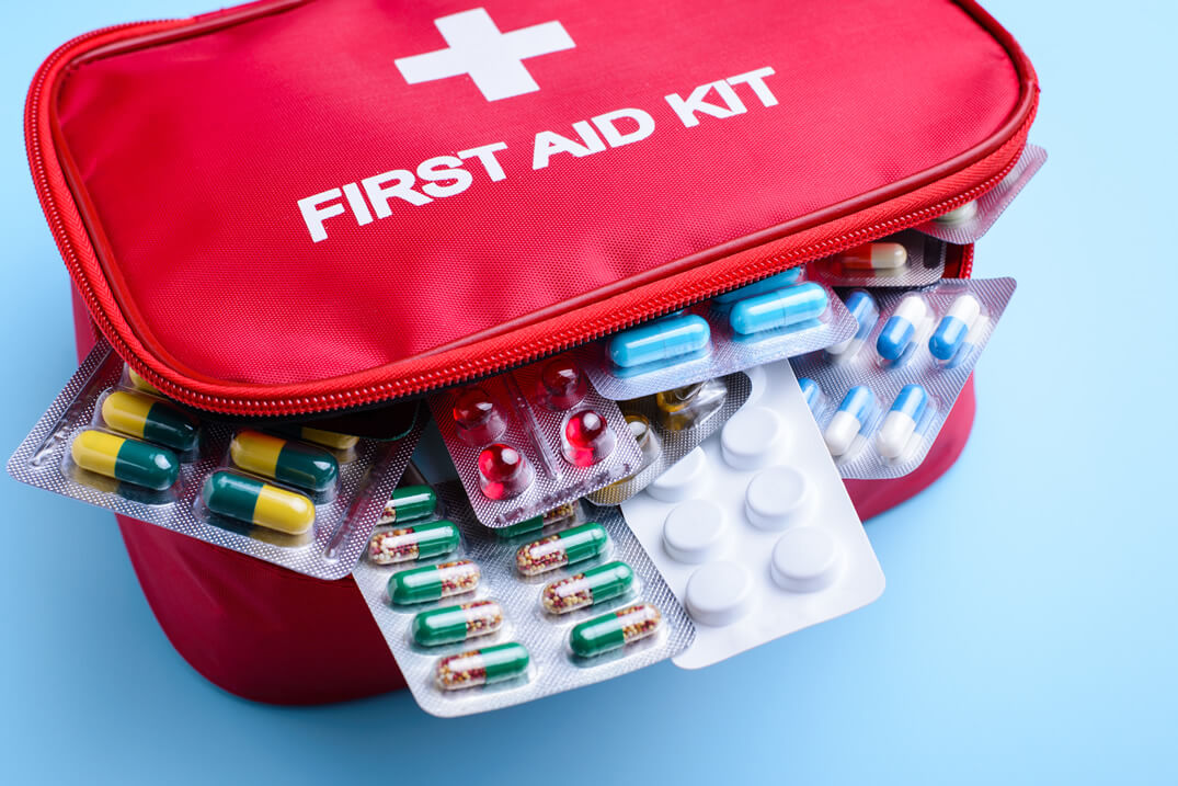 first aid kit with medicine