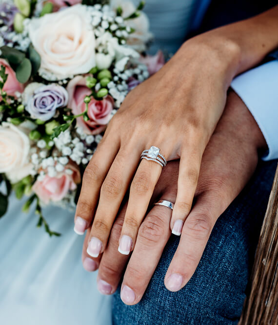 wedding celebration hands with rings