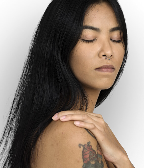 woman doing nose yoga