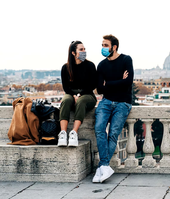 two students traveling in the post covid world cities