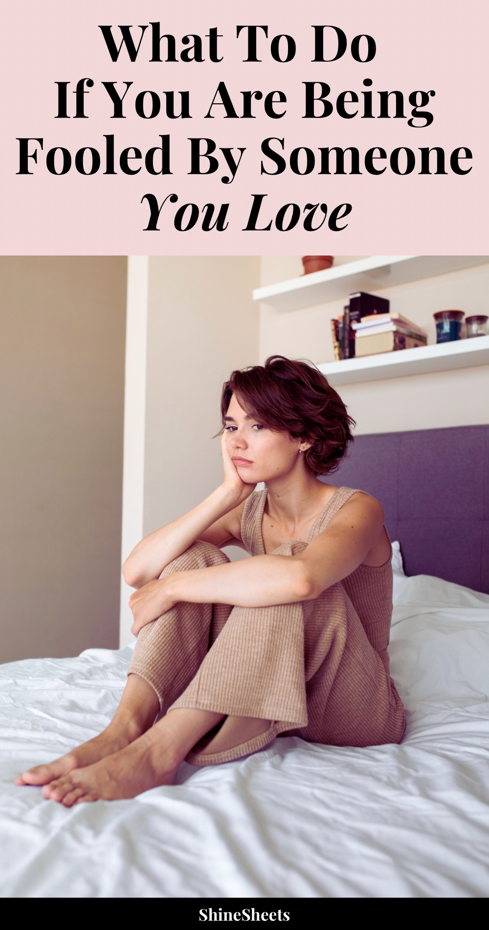 Woman is sad because she is being fooled by someone