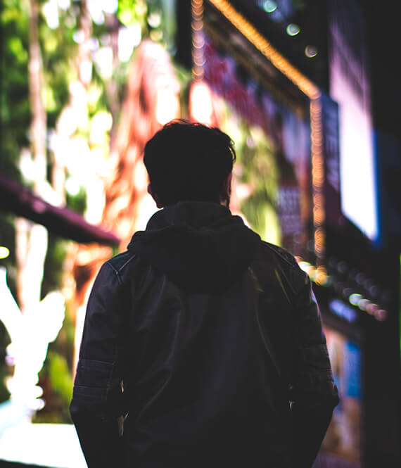 introvert guy walking down the street - an art picture illustrating how to make an introvert miss you