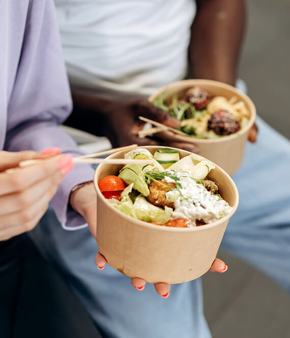 two people eating gluten-free diet based meals