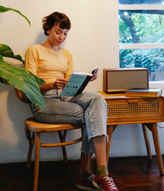 student reading a book