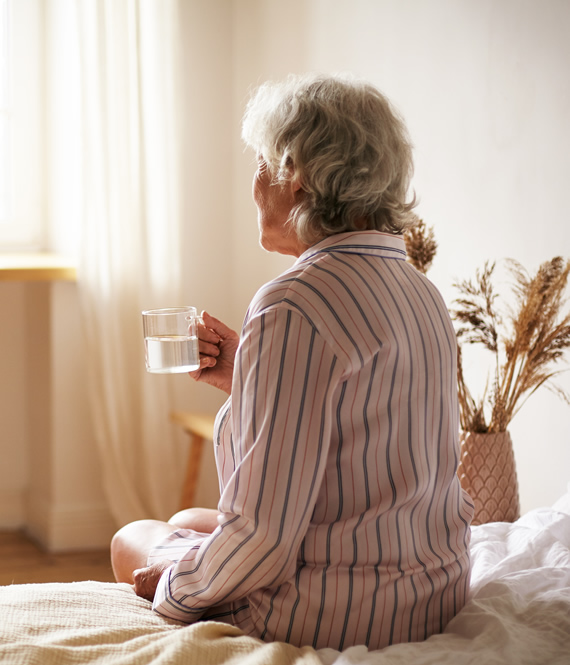 lonely elderly person in a nursing home