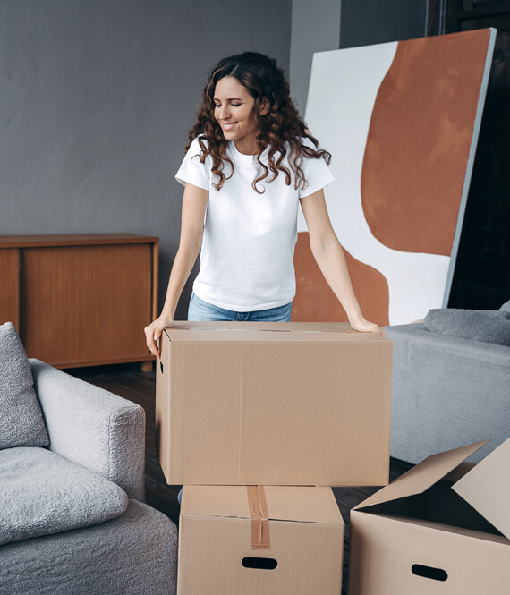 smiling woman following a list on how to move to another state