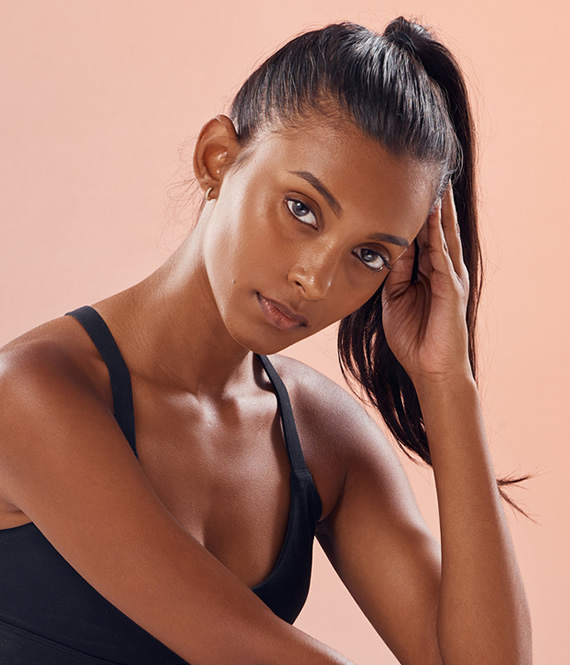 woman with skin free of summer acne