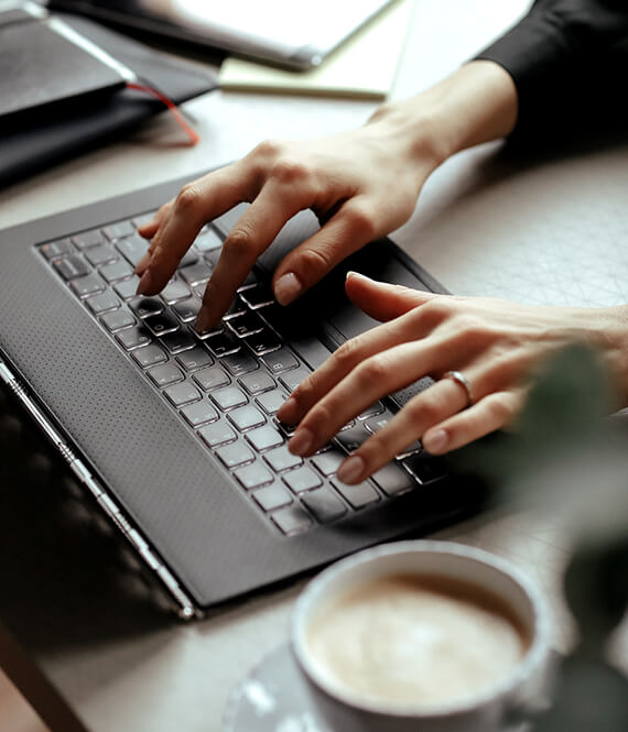 working from home on a laptop