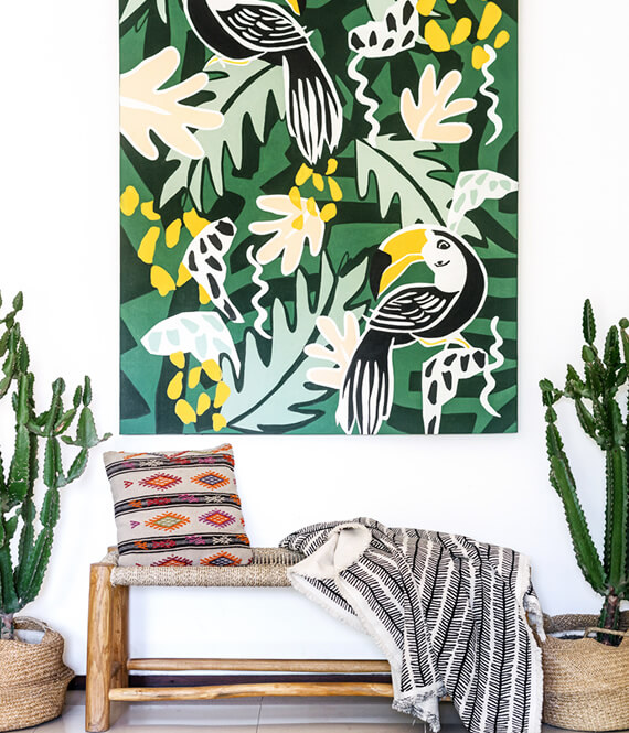 original home decor idea with framed colorful wall print