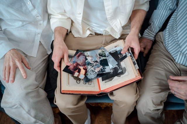 family looking through their photo album