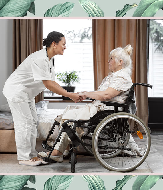 senior woman in an ideal retirement home