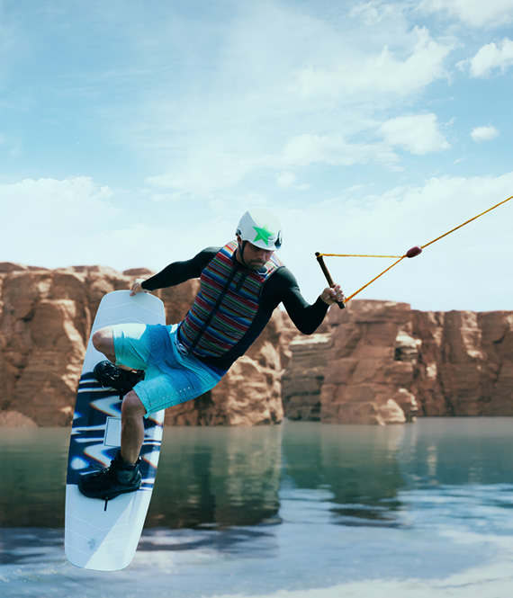 man wakeboarding