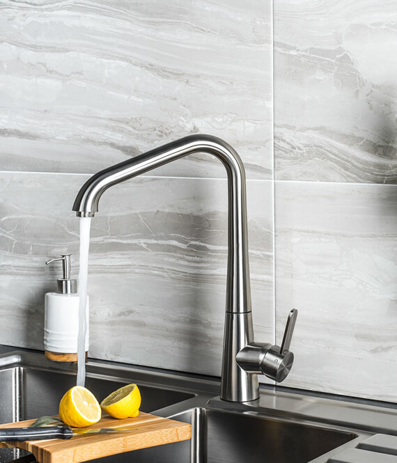 modern kitchen sink with garbage disposal