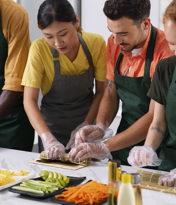 people learning in a cooking class