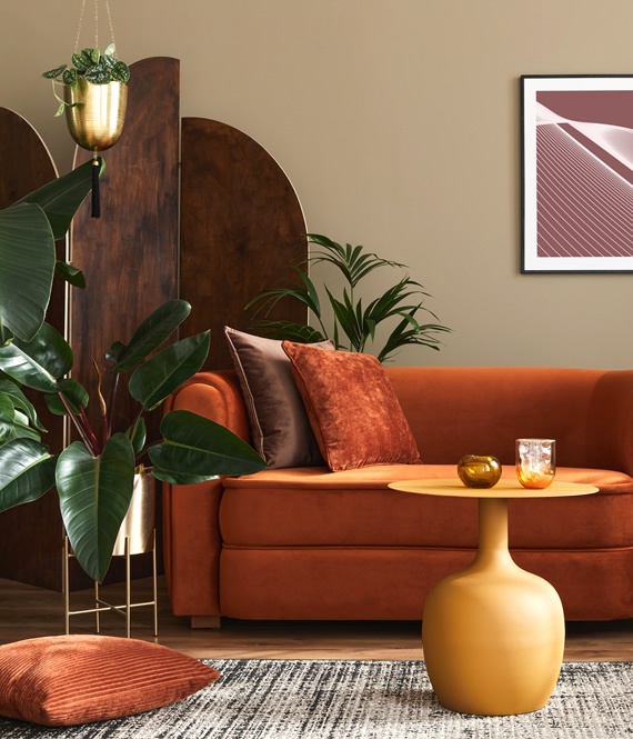 stylish brown sofa in a living room