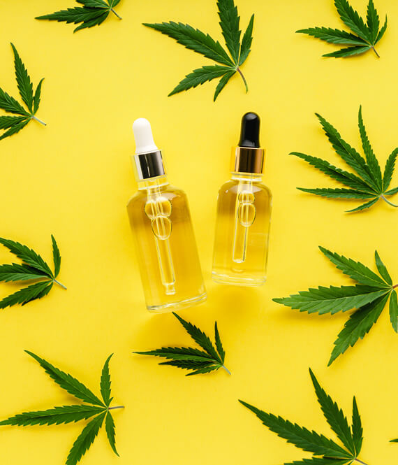 thc-free cannabis and hemp products on table