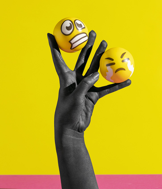 hand holding emojis