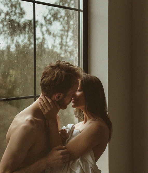 romantic couple trying out at home date ideas