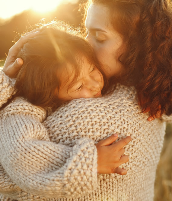 mother holding her child