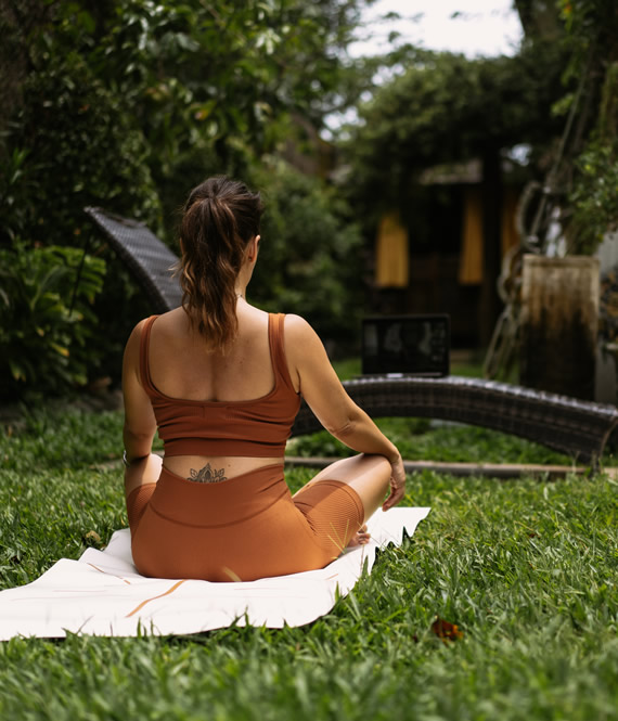 sitting in a meditation garden