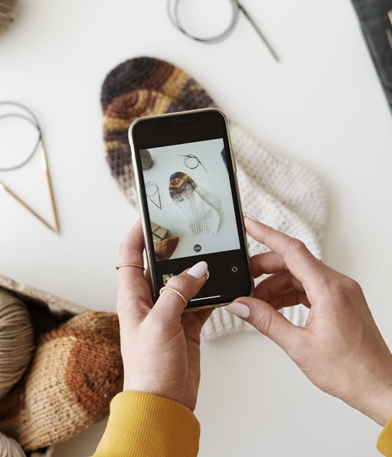 taking picture of homemade socks