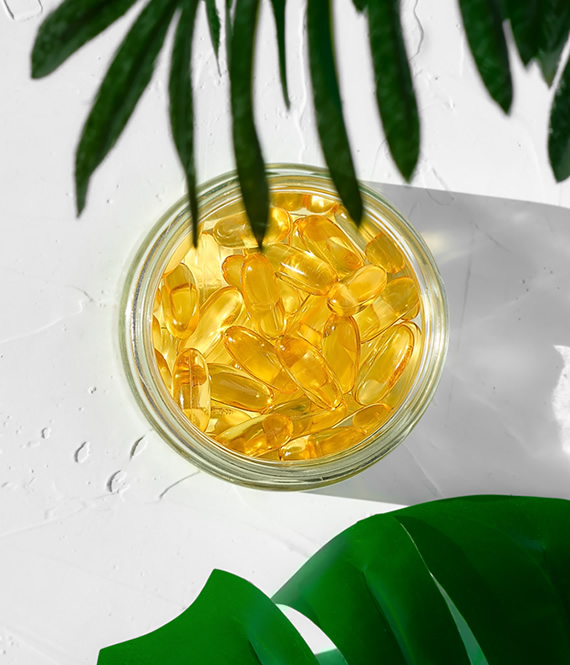 cbd capsules on the table