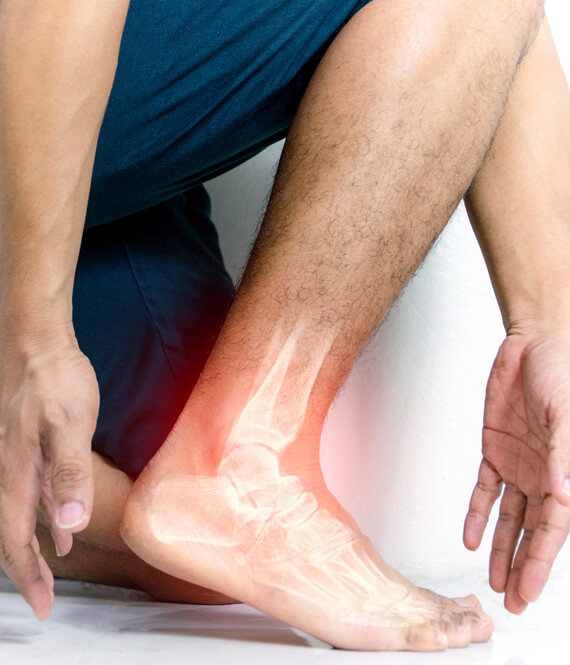 orthopedic services patient with inflamed foot joints