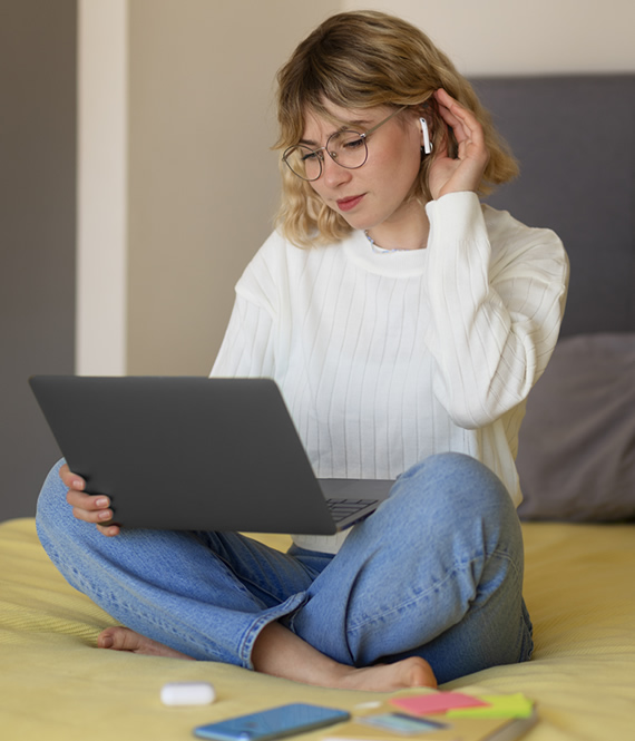 woman participating in a webinar