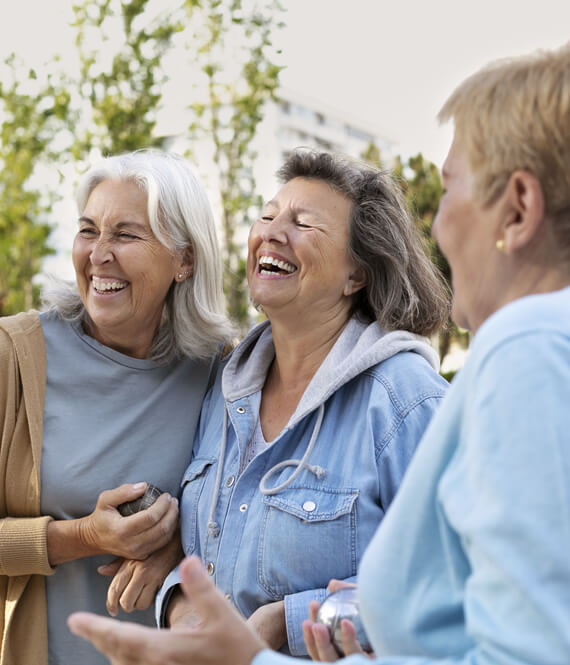 beautiful elderly women having fun in senior community home