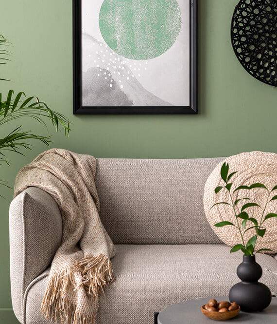 renovated living room with natural accents
