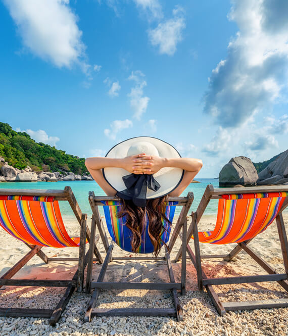 traveler enjoying her perfect beach vacation