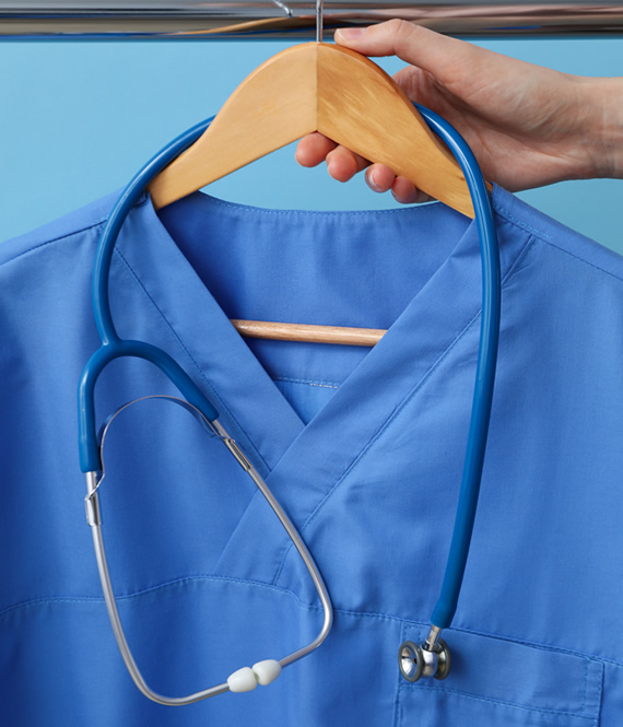 perfectly cared-for nurse scrubs