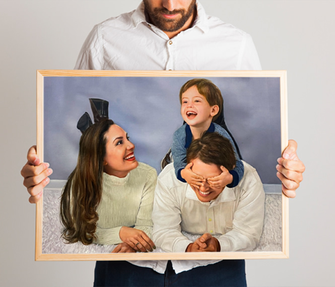 handmade painting of a family