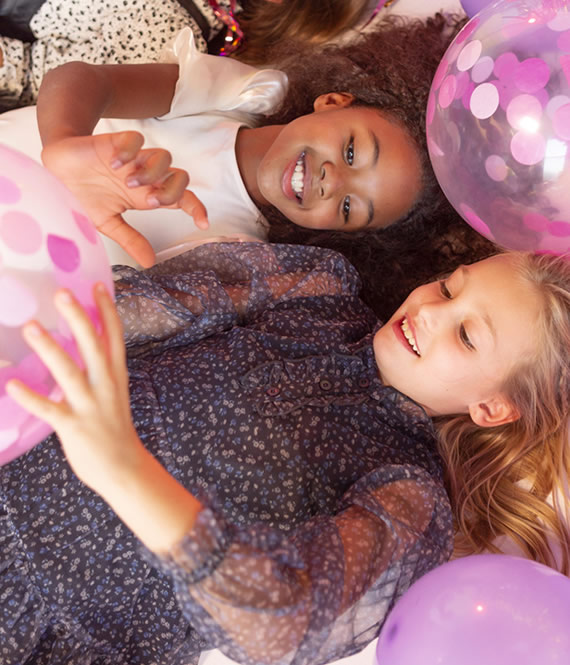 happy foster girls playing