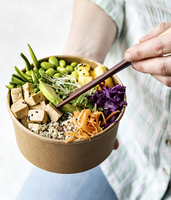 vegan meal delivery - lunch poke bowl option