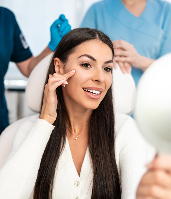 woman after getting dermal fillers