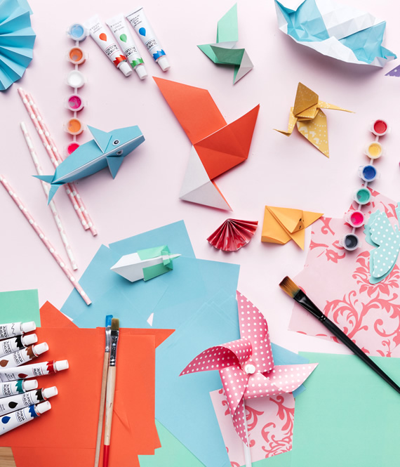 arts and crafts on the table