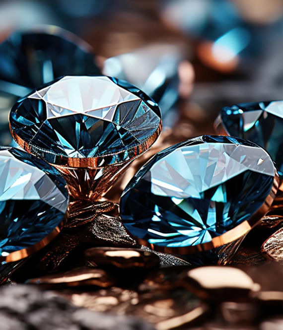 flawless lab-grown diamonds in blue color