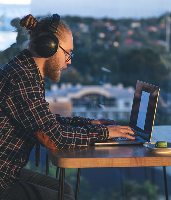 professional male remote manager working from home