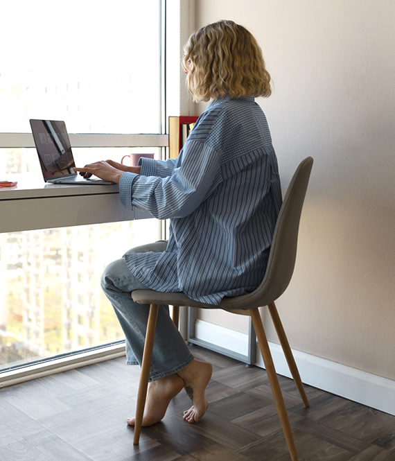 woman works as a remote manager from home